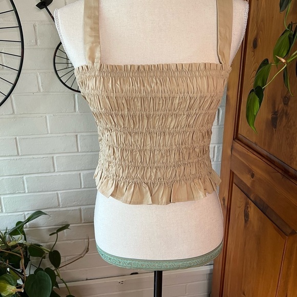 J. Crew smocked crop tank size M tan - Picture 3 of 9